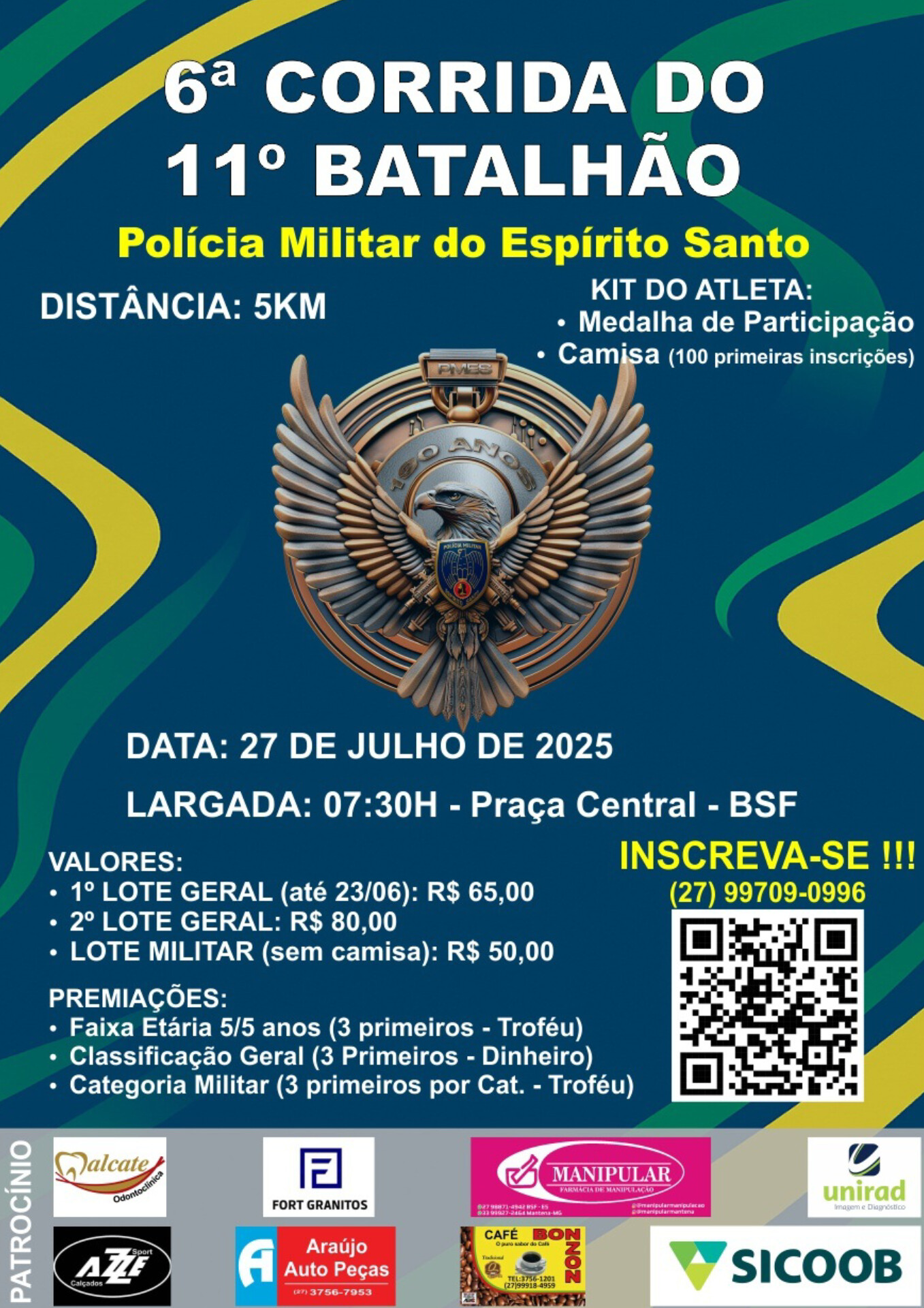 6ª Corrida do 11º Batalhão da Polícia Militar será realizada em Barra de São Francisco no dia 27 de julho