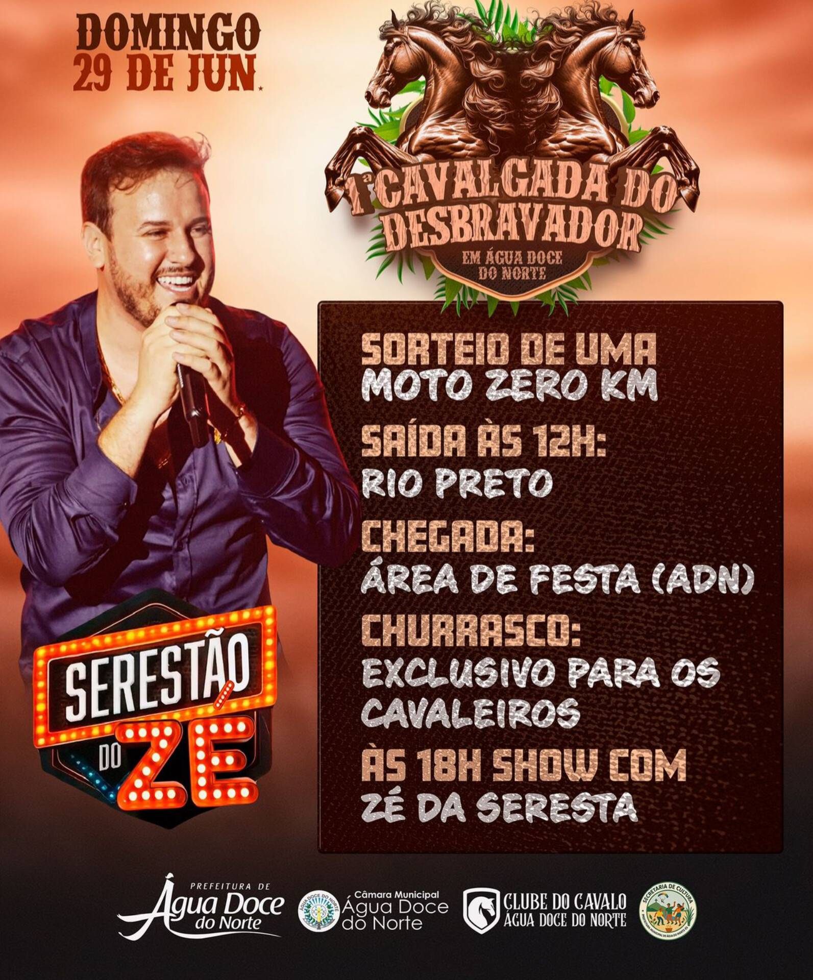 Água Doce do Norte se prepara para a 1ª Cavalgada do Desbravador com sorteio de moto e show ao vivo
