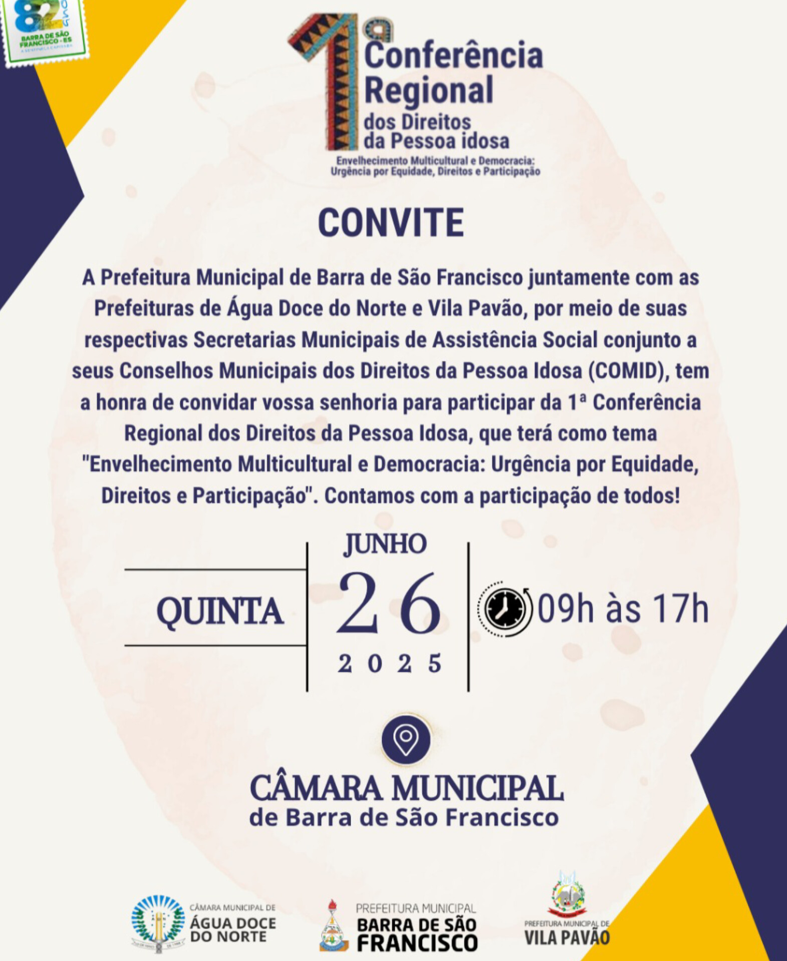 Barra de São Francisco sedia 1ª Conferência Regional dos Direitos da Pessoa Idosa