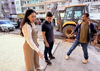 Prefeito em exercício Wanderson Melgaço visita retomada das obras do calçadão na Avenida Jones dos Santos Neves