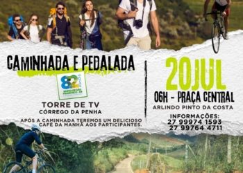Neste domingo (20), tem caminhada livre e pedal até a torre de TV no Córrego da Penha em Barra de São Francisco